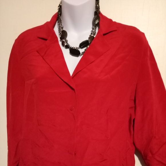 🛍️ BUNDLE ONLY 🛍️ Casual Corner 100% Silk Elegant Red Women's Top - Picture 4 of 7